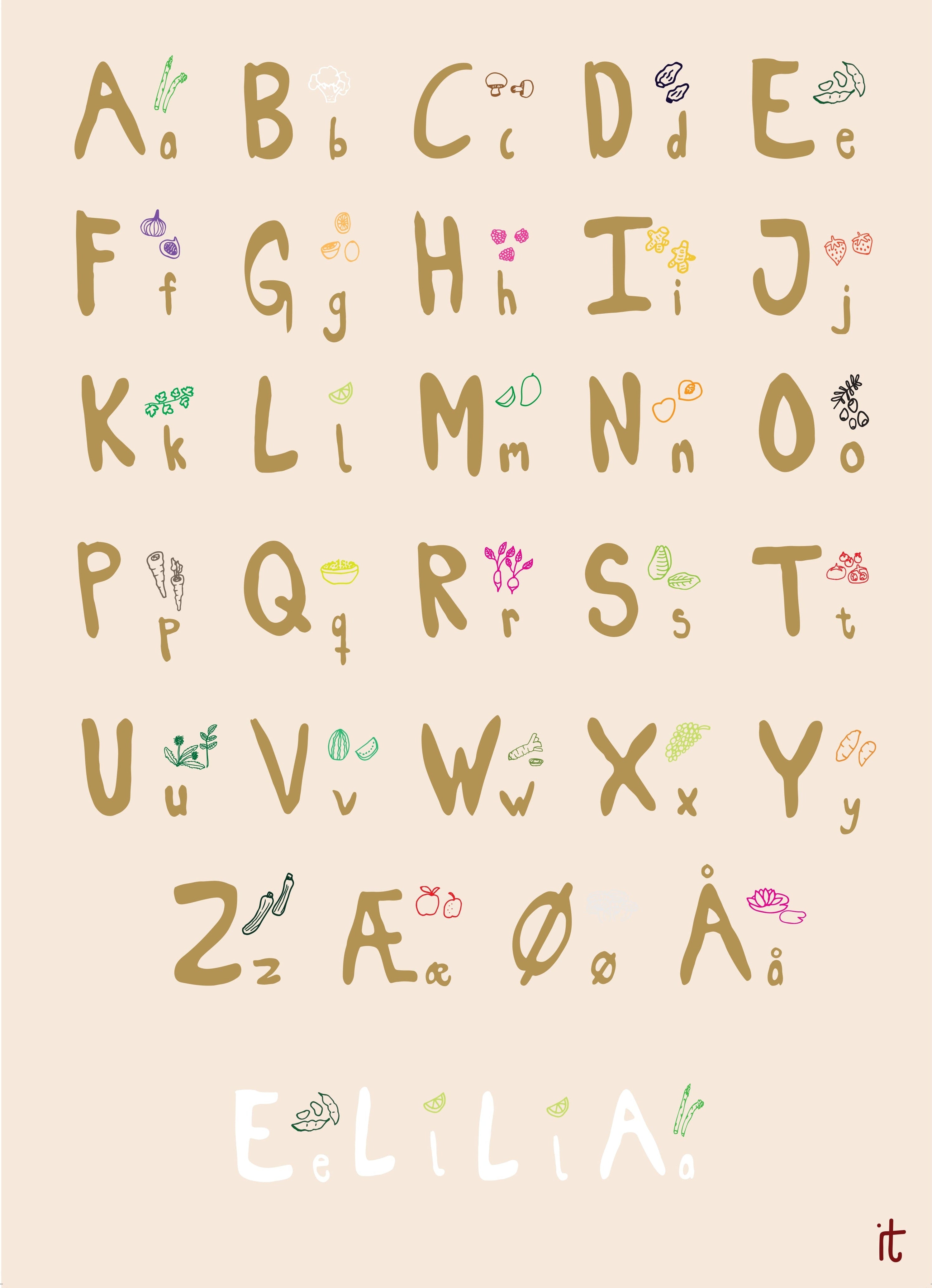 ABC Kærlighed - Beige - med navn